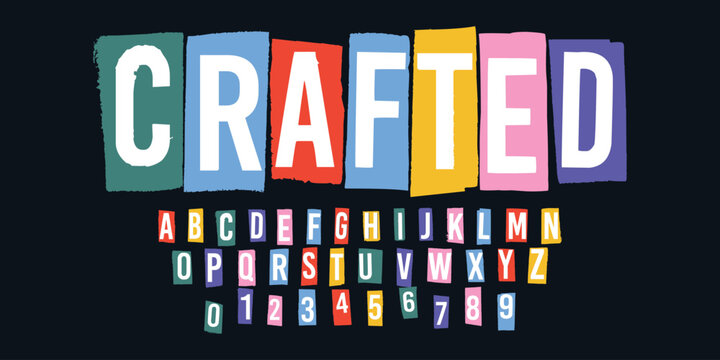 Playful  font design, childish alphabet letters and numbers vector illustration