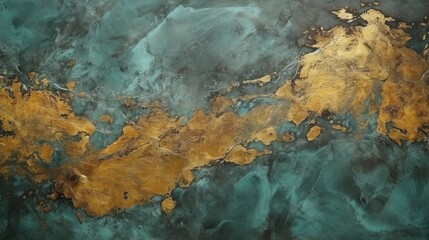 Wall Mural - The texture of grunge metal grainy stone is characterized by a green and golden color.