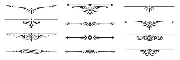 Canvas Print - Set of decorative divider elements. Border florish collection. Vector.