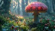 © OOTIDI - A Magical Mushroom fantasy Wonderland, fantasy mushroom home background, fantasy, poster, wallart, background, generative ai