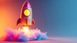 © Zahid - rocket icon, Cartoon Style, Solid Color Background Luminous Effect, 3d