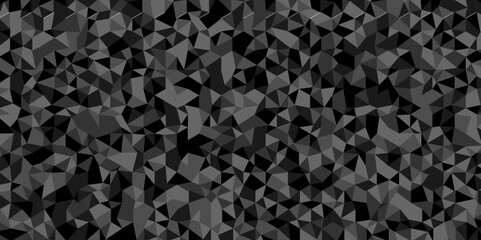 Abstract Black and gray square triangle tiles pattern mosaic background. Modern seamless geometric dark black pattern low polygon and lines Geometric print composed of triangles.