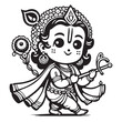 lord Krishna simple line drawing illustration for Krishna janmashtami.