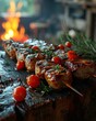 Shashlik, grilled kebab bbq 