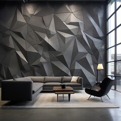 Take a high-definition shot of an epoxy wall with a dynamic, angular texture that feels architectural and bold.