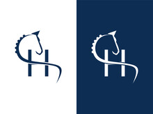 Letter H Horse Logo Design Vector Template