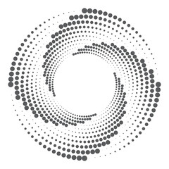 Poster - Halftone circular dotted frame. Round dotted frame. Vector rotating dotted circles design. Round border icon. Round logo