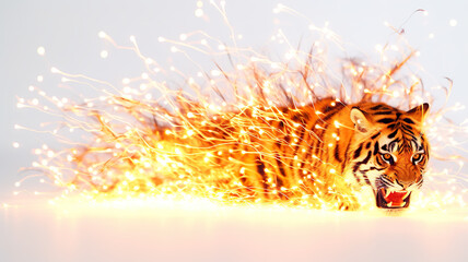 Wall Mural - Isolated Bengal lights against a stark white background
