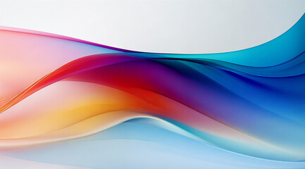 Wall Mural - a colorful abstract background with a curved wave design in blue, orange, and pink colors on a white background, generative ai