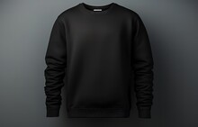 The Black Sweater Is In The Photo In Front Of A Gray Wall. Generative AI