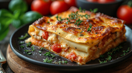 Wall Mural - Lasagne food decorated for a product photo