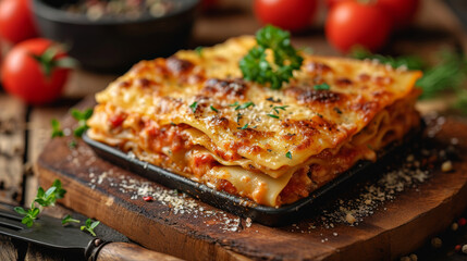 Wall Mural - Lasagne food decorated for a product photo