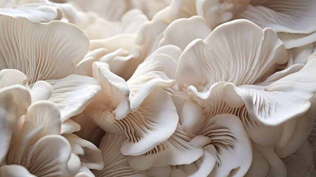 Close up of white colored Oyster mushroom.