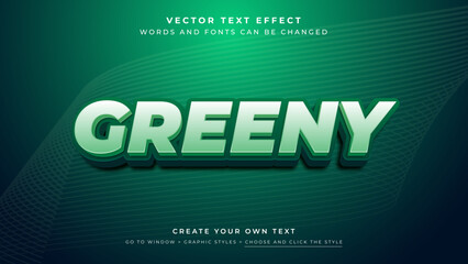 Poster - Vector Editable 3D green text effect. Green graphic style on gradient green background