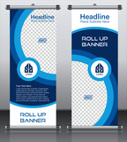 Fototapeta  - Business Roll up banner vertical template design, for brochure, business, flyer, infographics. modern x-banner and flag-banner advertising. vector illustration