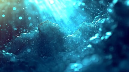 Wall Mural - abstract lights in space. colorful swirls in the night sky splashes of blue in underwater ocean with
