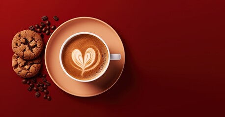 Wall Mural - a cup containing latte art coffee on the table