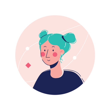 Students avatar in cartoon design. This design effectively combines background with the young person's avatar, resulting in an eye-catching and educational representation. Vector illustration.
