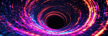 Purple Pink Blue Red Spiral Light Streaks In The Dark Black Background, Dynamic Backgrounds For Websites, Futuristic Designs, Technology Concepts, Or Abstract Motion Graphics Projects.