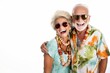 © Danko - Happy senior couple in vacation clothes, isolated on white background.
