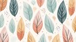 Abstract plant leaf art seamless pattern with colorful freehand doodle collage. Organic leaves cartoon background, simple nature shapes in vintage pastel colors. Generative Ai