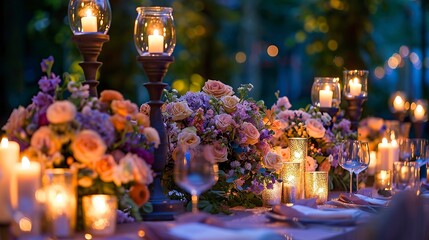 Wall Mural - Enchanted Evening with Florals and Candle Ambiance