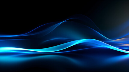 Wall Mural - Blue Wave Energy Flow Abstract Design with Light Lines and Fractal Motion.