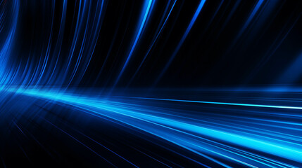 Wall Mural - Blue Wave Energy Flow Abstract Design with Light Lines and Fractal Motion.