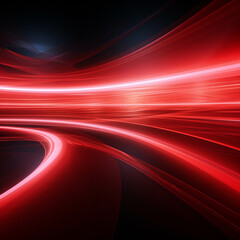 Wall Mural - Red Wave Energy Flow Abstract Design with Light Lines and Fractal Motion.