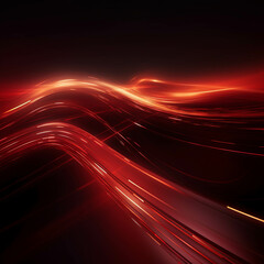 Wall Mural - Red Wave Energy Flow Abstract Design with Light Lines and Fractal Motion.