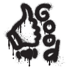 Good Logo With Hand Icon. Graffiti Style. Vector. Isolated.