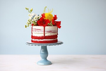 Sticker - a vibrant red velvet cake on a stand