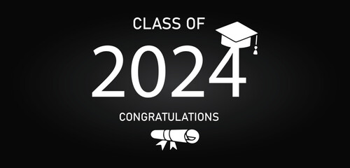 Wall Mural - Class Of 2024 Congratulations Text Illustration Design