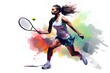 Girl playing tennis. Generation AI