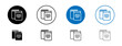Reference data line icon set. Books learning Knowledge symbol in black and blue color.