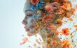 © hugo - Abstract double exposure portrait of beautiful young woman face with flowers. Visual digital art. Double exposure effects.