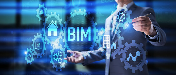 Wall Mural - BIM Building Information modeling engineering development software.