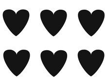 Set Of Black  Hearts.1 Set Of Black Hearts White Background.