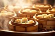 A collection of various kinds of steamy dimsum flavors.. generative AI