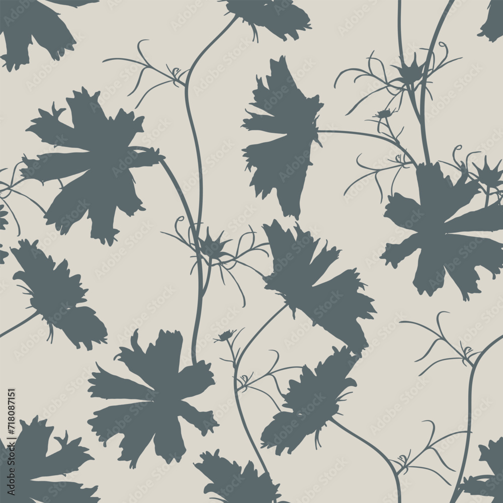 Seamless flower pattern background with Cosmos flower and leaf ...