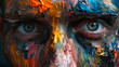 Expressive portrait of an artist immersed in creating, showcasing the passion and intensity in their eyes, remarkable faces, artist portrait, hd, expressive with copy space