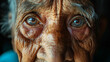 A close-up portrait of an elderly person with wrinkles that tell a lifetime of stories, remarkable faces, portrait, hd, expressive with copy space