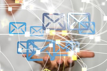 Poster - Hand with an email icon 3d