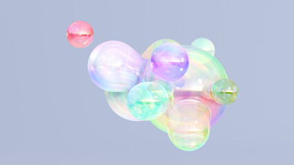 Aufkleber - Abstract floating circles with space on a bright pastel-colored background. a 3D-colored sphere with a color spectrum. Template for a sleek, contemporary gradient. 3D rendering. 