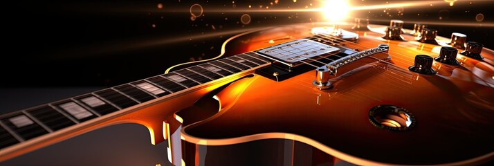 Poster - Colorful guitar abstraction of musical instruments, modern and abstract multicolor music background with fluid structure, generative ai