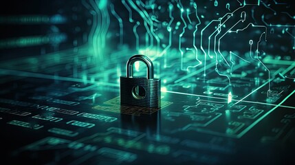 Aufkleber - Network security system. Cyber Security Ransomware Email Phishing Encrypted Technology, Digital Information Protected Secured. Generative AI