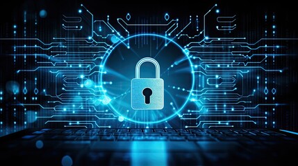 Aufkleber - Network security system. Cyber Security Ransomware Email Phishing Encrypted Technology, Digital Information Protected Secured. Generative AI