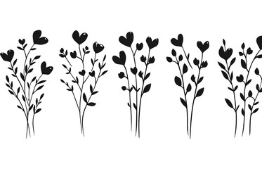 Poster - Branches with heart shape flowers