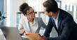 © Clement C/peopleimages.com - Discussion, laptop and business people in the office doing research for collaboration project. Technology, teamwork and professional lawyers working on a legal case with computer in modern workplace.