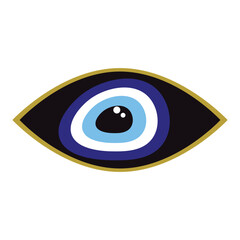 Wall Mural - Evil eye protection signs. Symbol of protection. Blue Turkish Fatima's Eye. Amulet from evil eye. Nazar. Magic item, attribute. Vector illustration 1 0 9 0